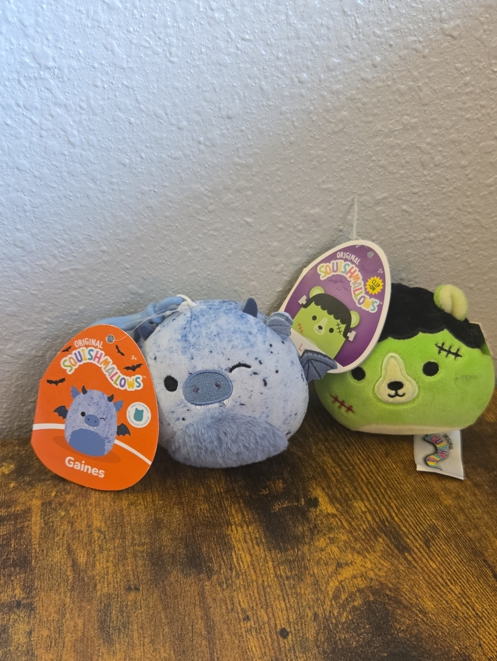 Squishmallows Blue Winking Bat & Green Frankenstein Plush Duo